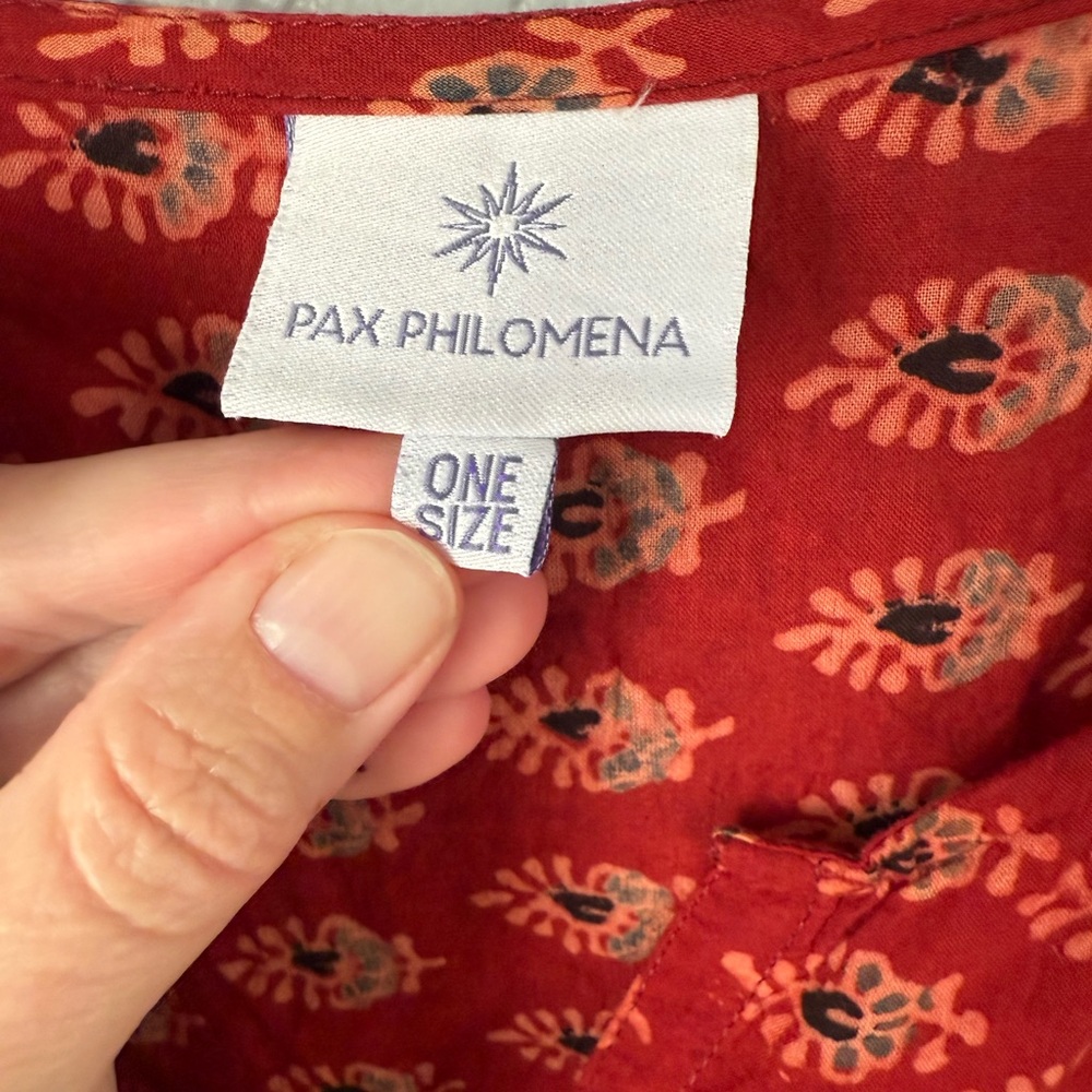 Pax Philomena natural dye Susie dress maxi kaftan ONE SIZE red black - Picture 4 of 6